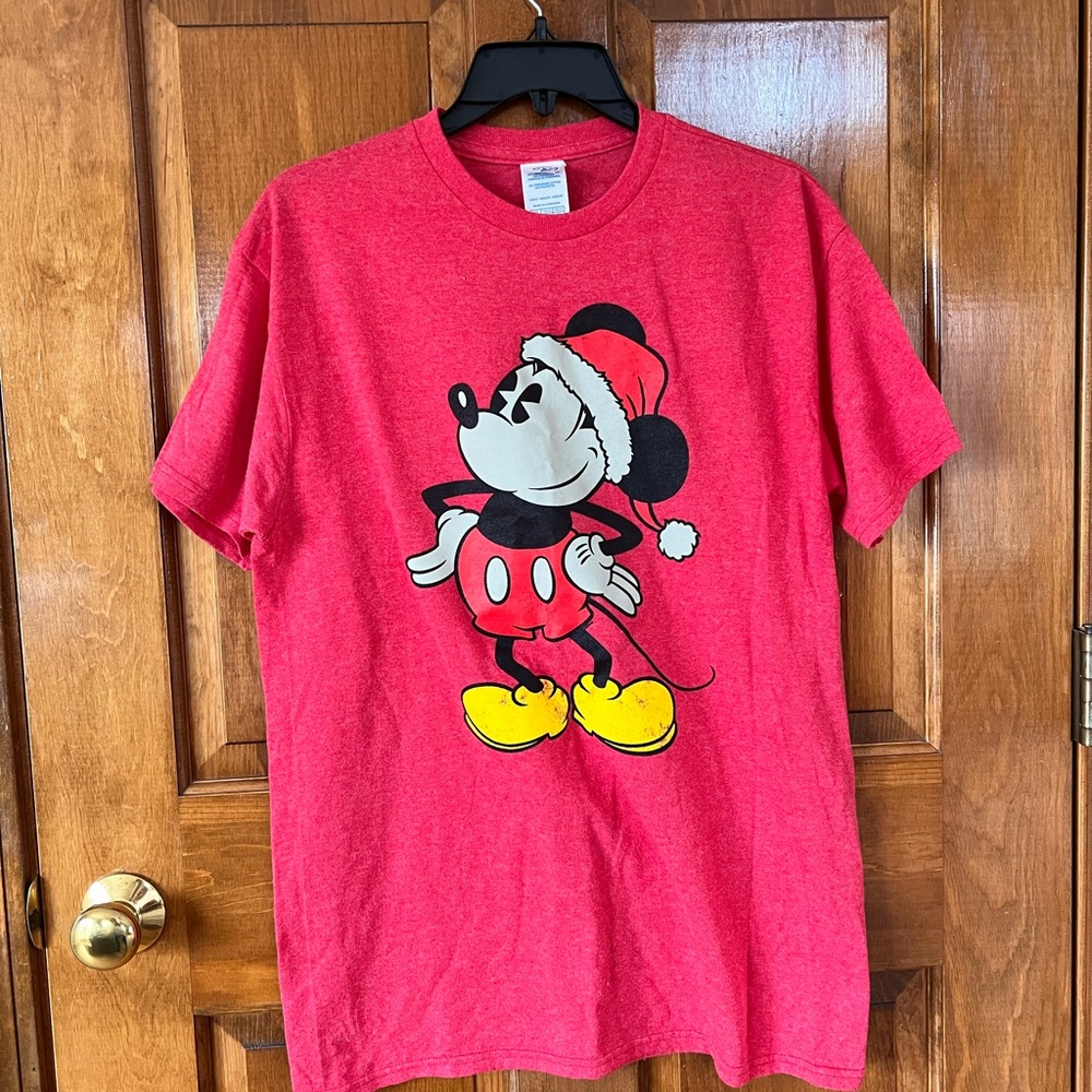 Holiday Christmas Mickey Mouse Tee - Medium, Like New